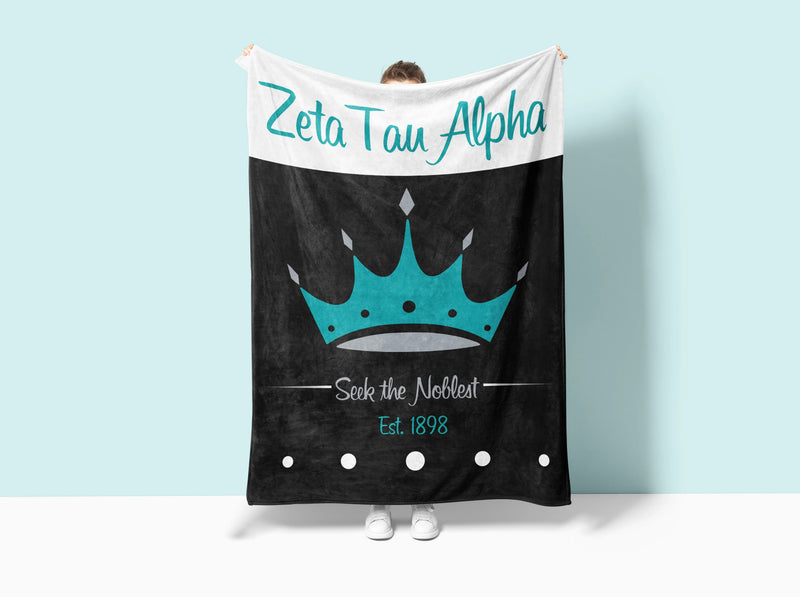 Zeta Tau Alpha XL 60x80 Sherpa Blanket - Crown Wide Band