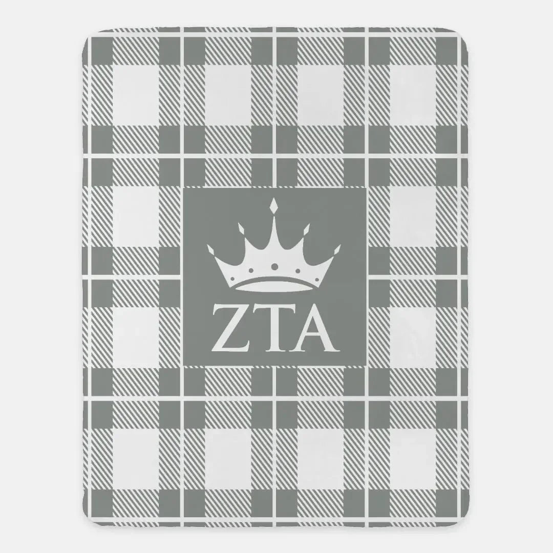 Zeta Tau Alpha XL 60x80 Sherpa Blanket - Plaid