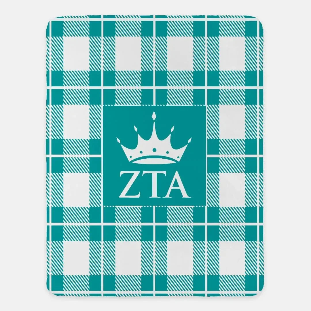 Zeta Tau Alpha XL 60x80 Sherpa Blanket - Plaid