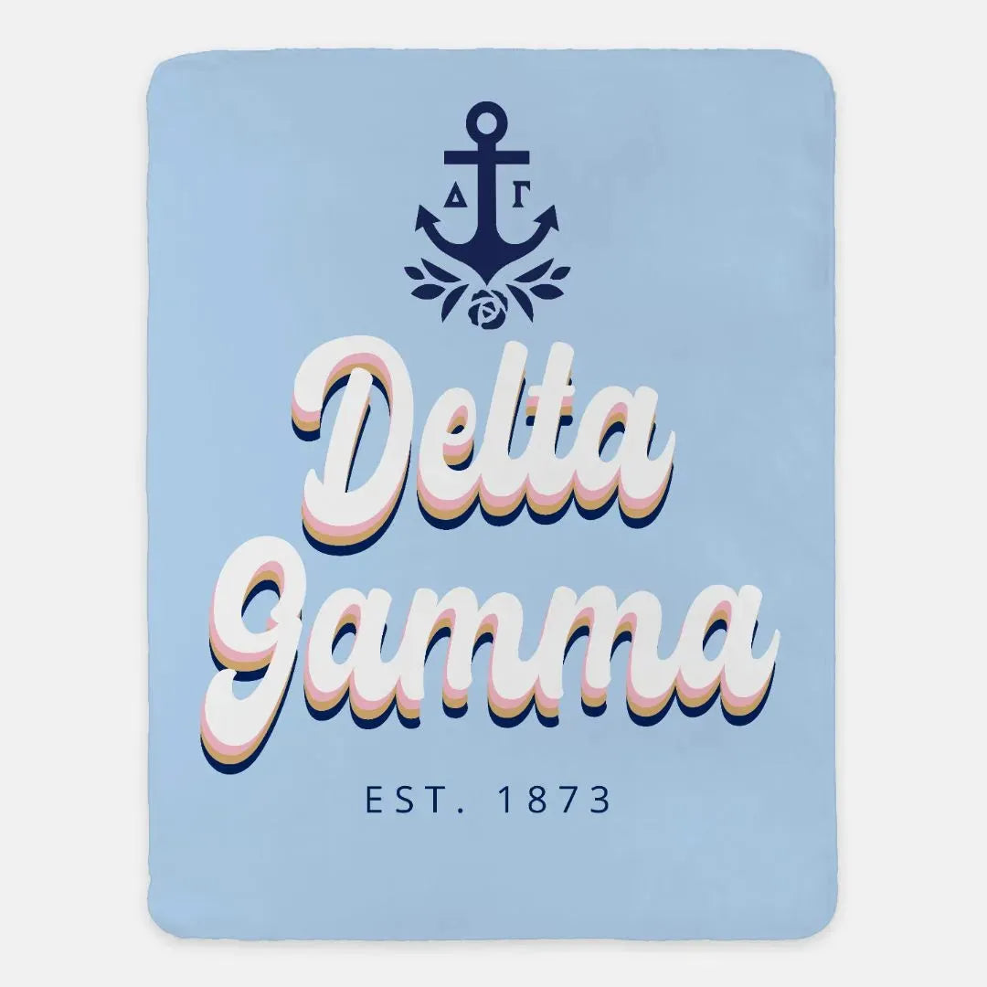 Delta Gamma XL 60x80 Sherpa Throw Blanket - Retro