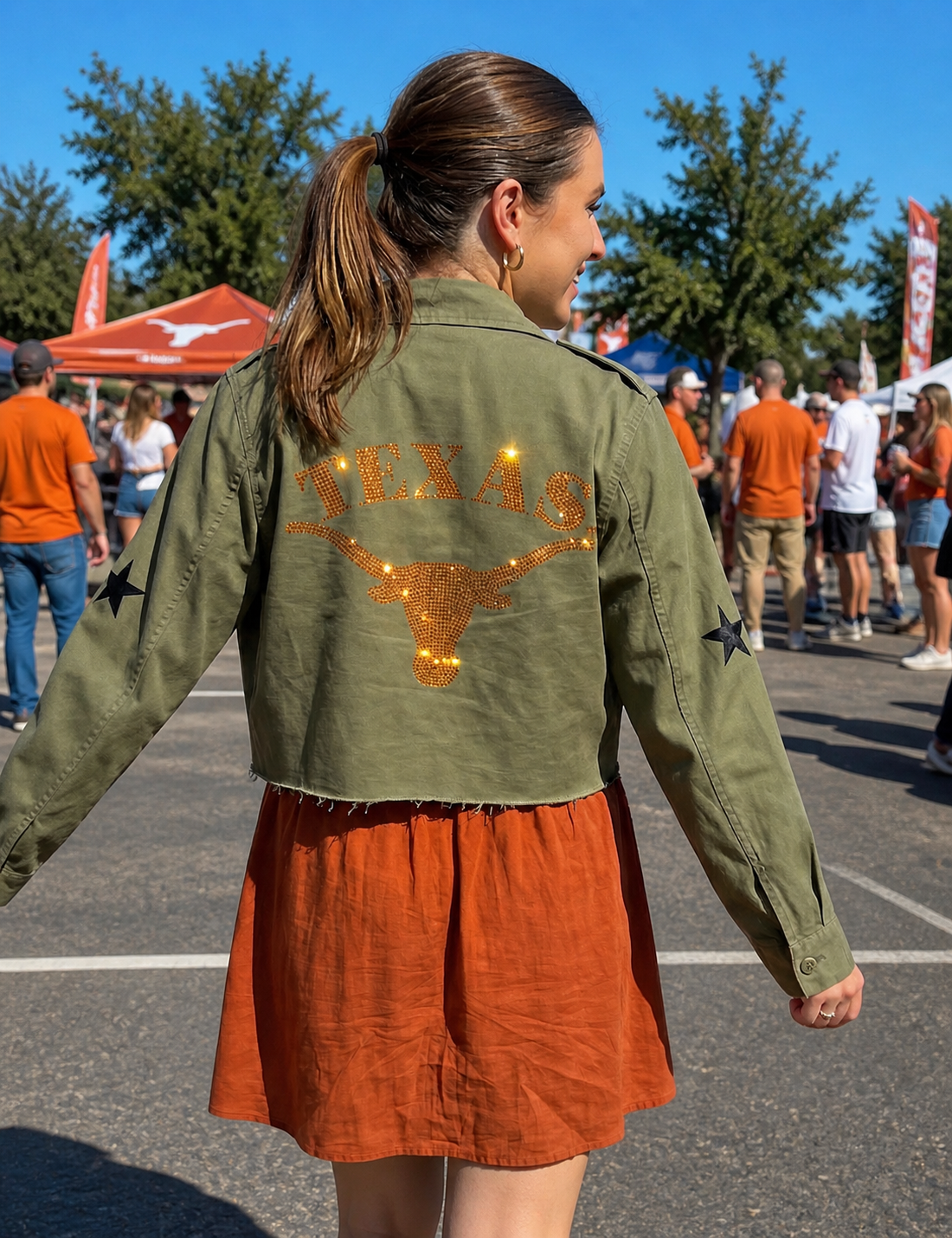 University of Texas-Austin Longhorn Army Green Shacket