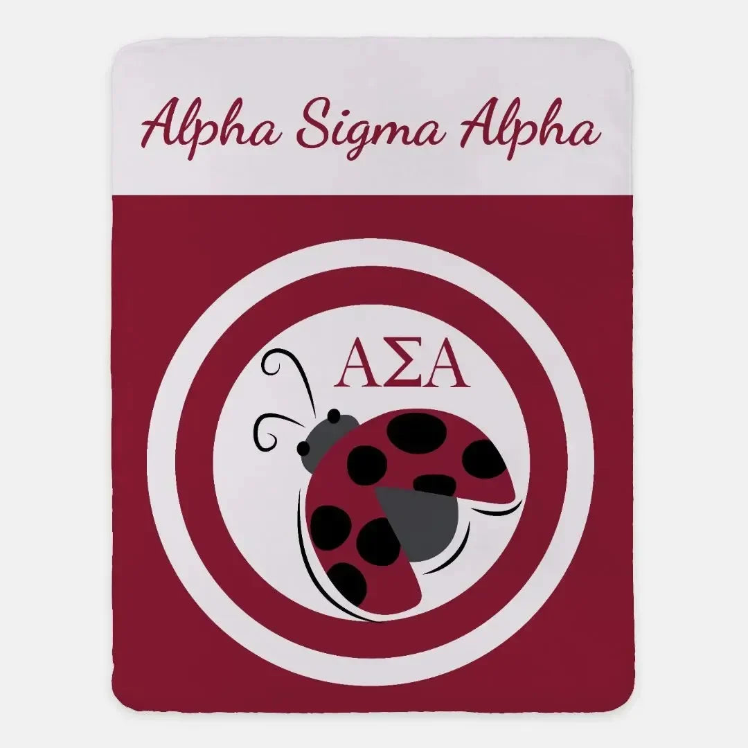 Alpha Sigma Alpha XL 60x80 Sherpa Throw Blanket - Dot Bullseye