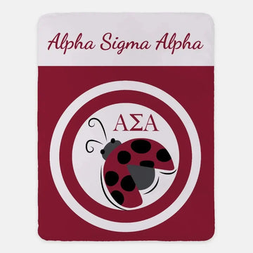 Alpha Sigma Alpha XL 60x80 Sherpa Throw Blanket - Dot Bullseye
