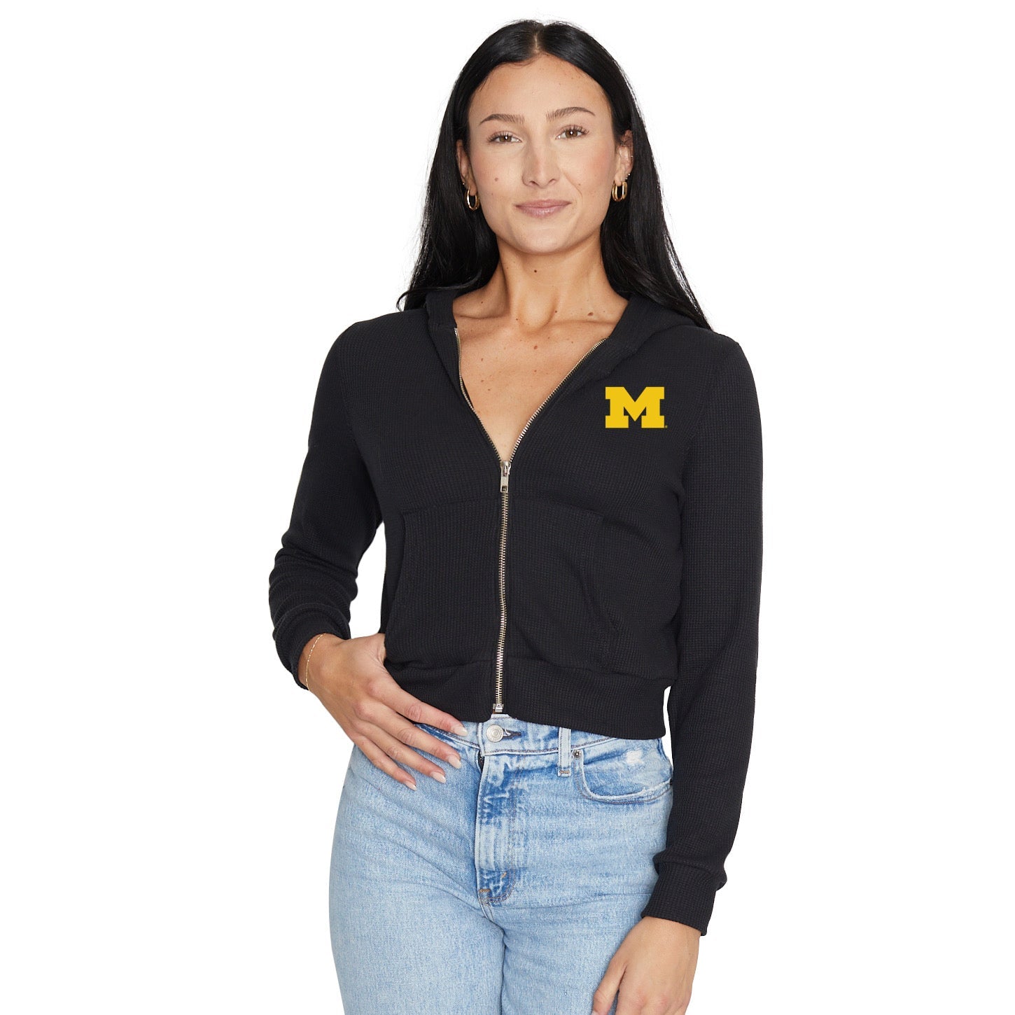 University of Michigan Waffle Knit Zip Up Hoodie