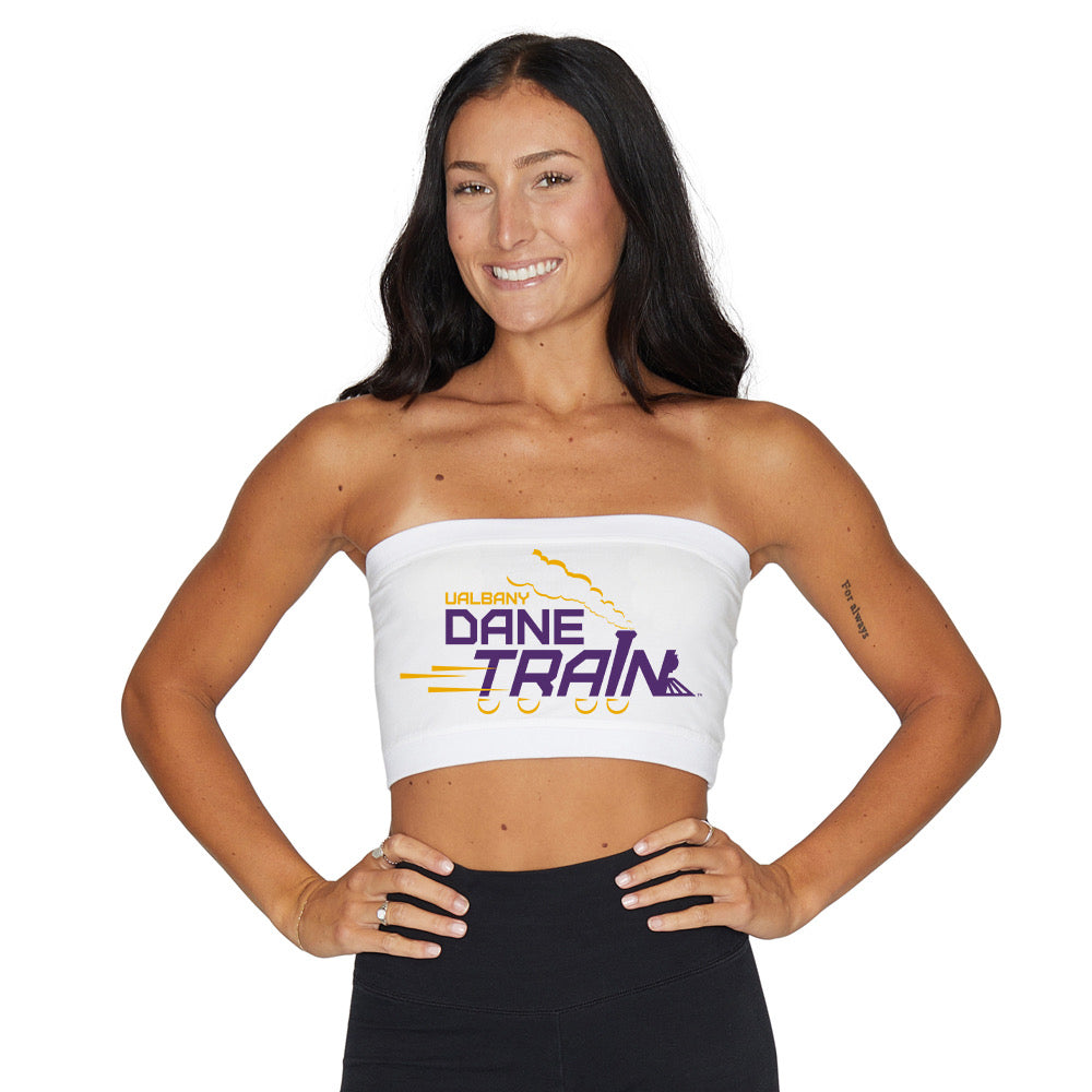 University at Albany White Bandeau Top