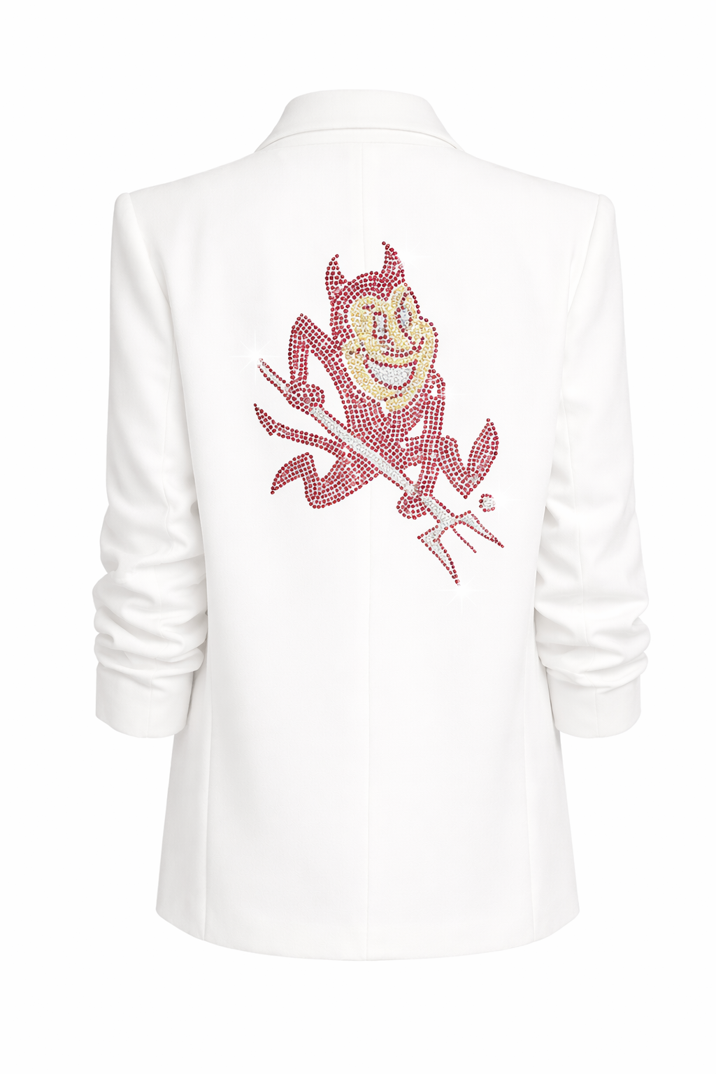 Arizona State Sun Devil White Ruched Sleeve Blazer
