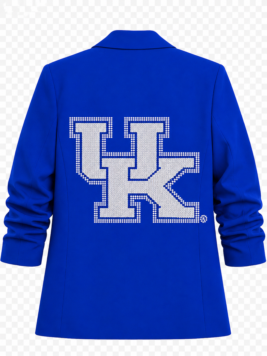 University of Kentucky White Interlocking UK Royal Blue Ruched Sleeve Blazer