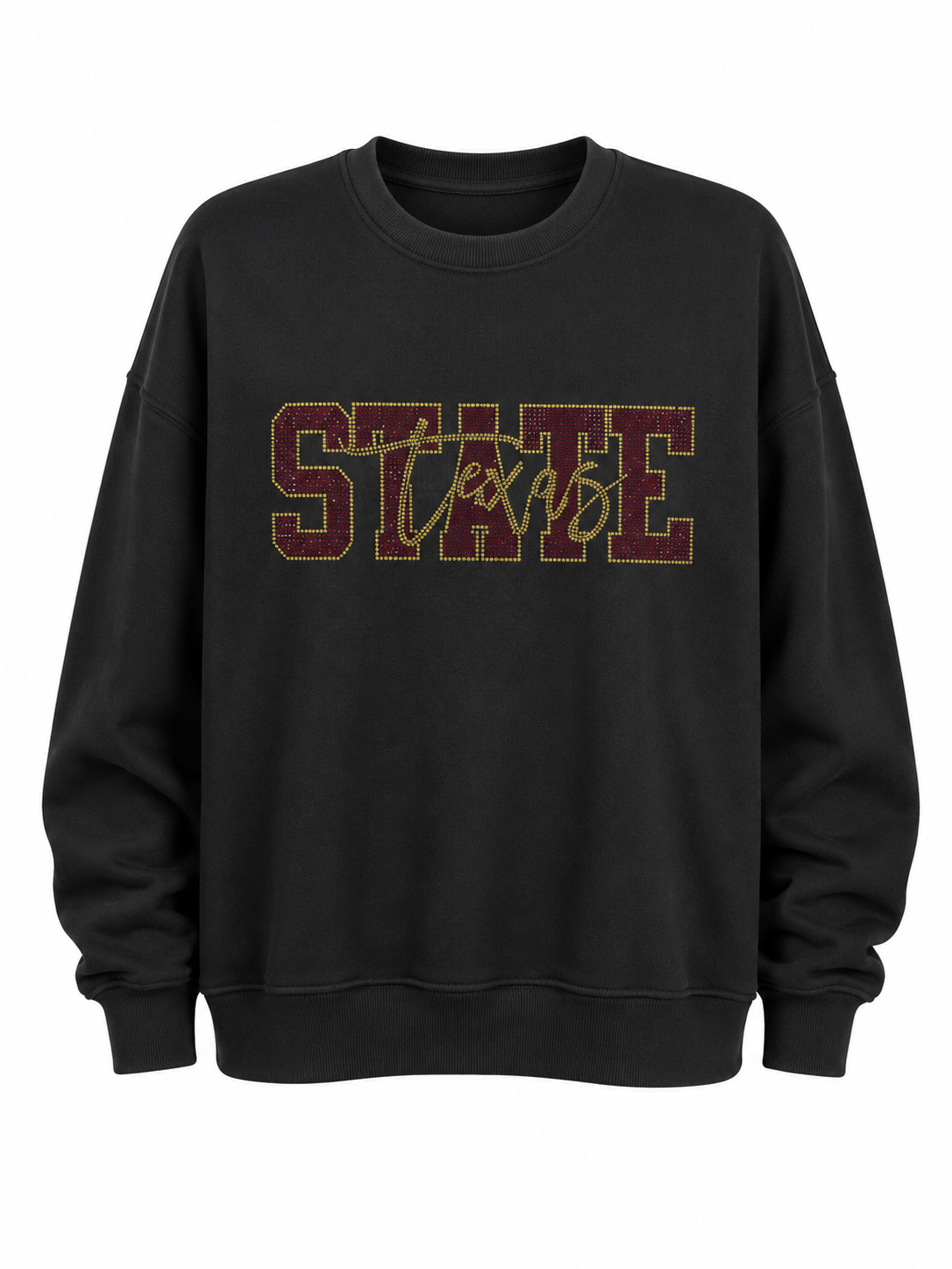 Texas State Script Black Crewneck Sweatshirt