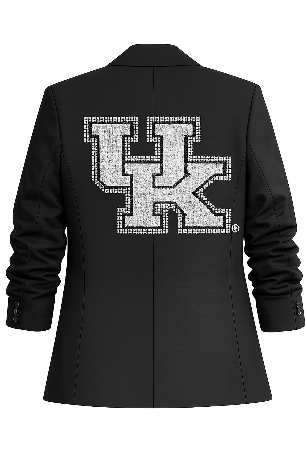 University of Kentucky White Interlocking UK Black Ruched Sleeve Blazer