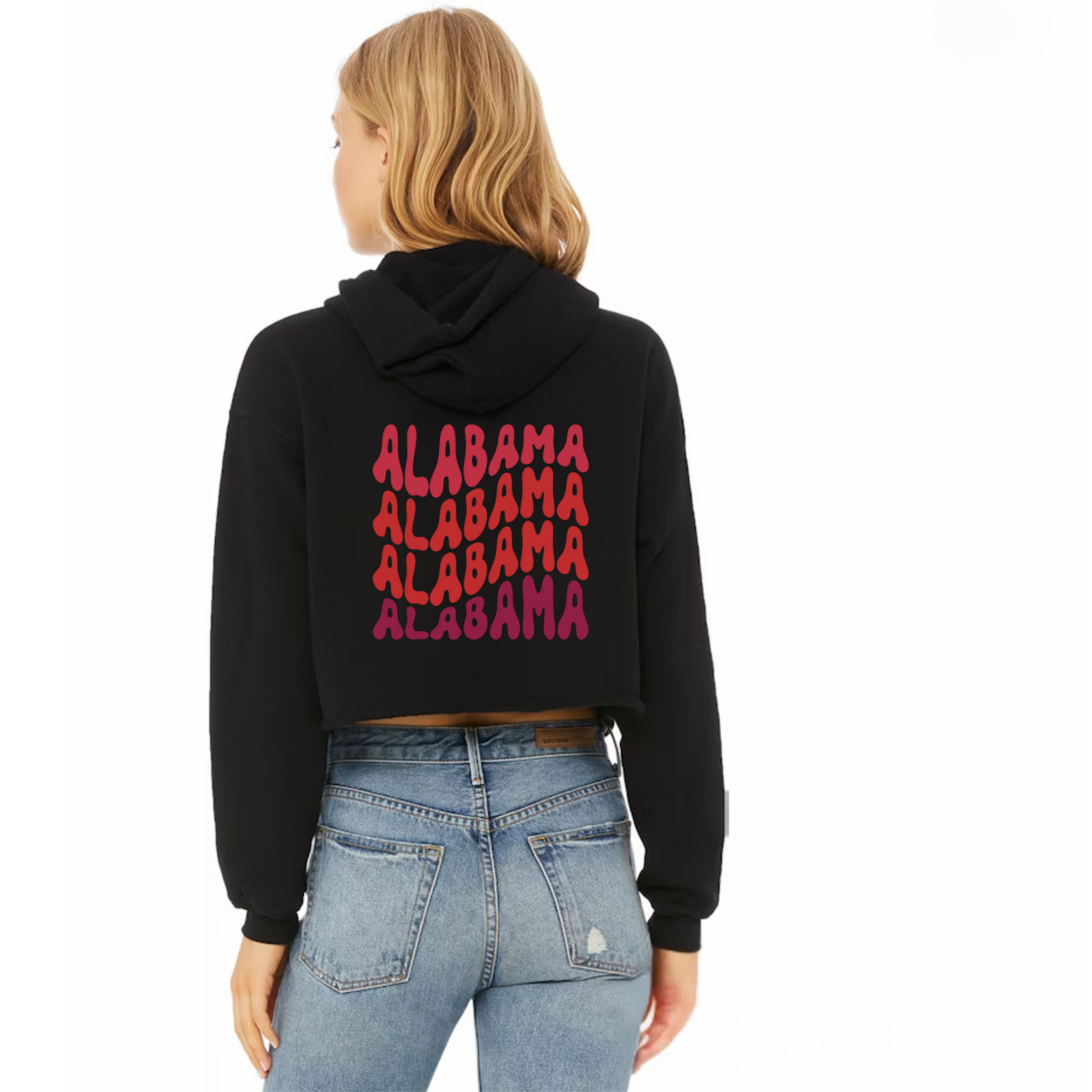 Customizable: Alabama Groovy Crop Hooded Sweatshirt