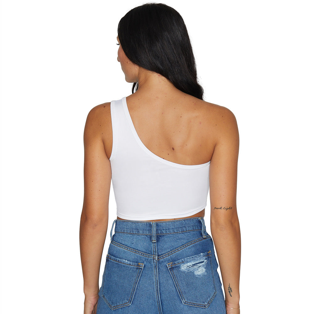 UConn White One Shoulder Top