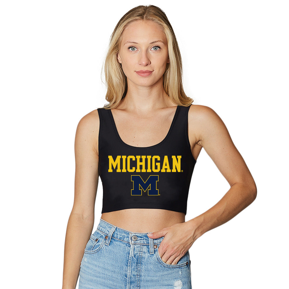 University of Michigan Black Crop Tank Top