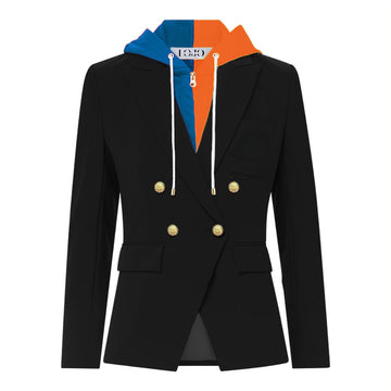 Blue & Orange Hooded Blazer Jacket