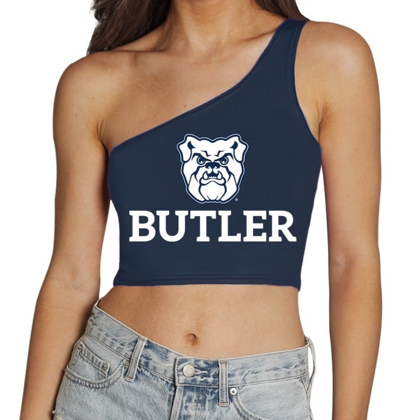 Butler Navy One Shoulder Top