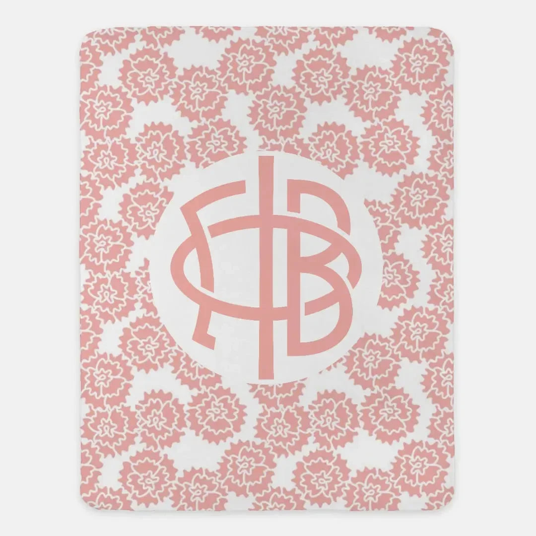 Gamma Phi Beta XL 60x80 Sherpa Throw Blanket - Blush Carnations