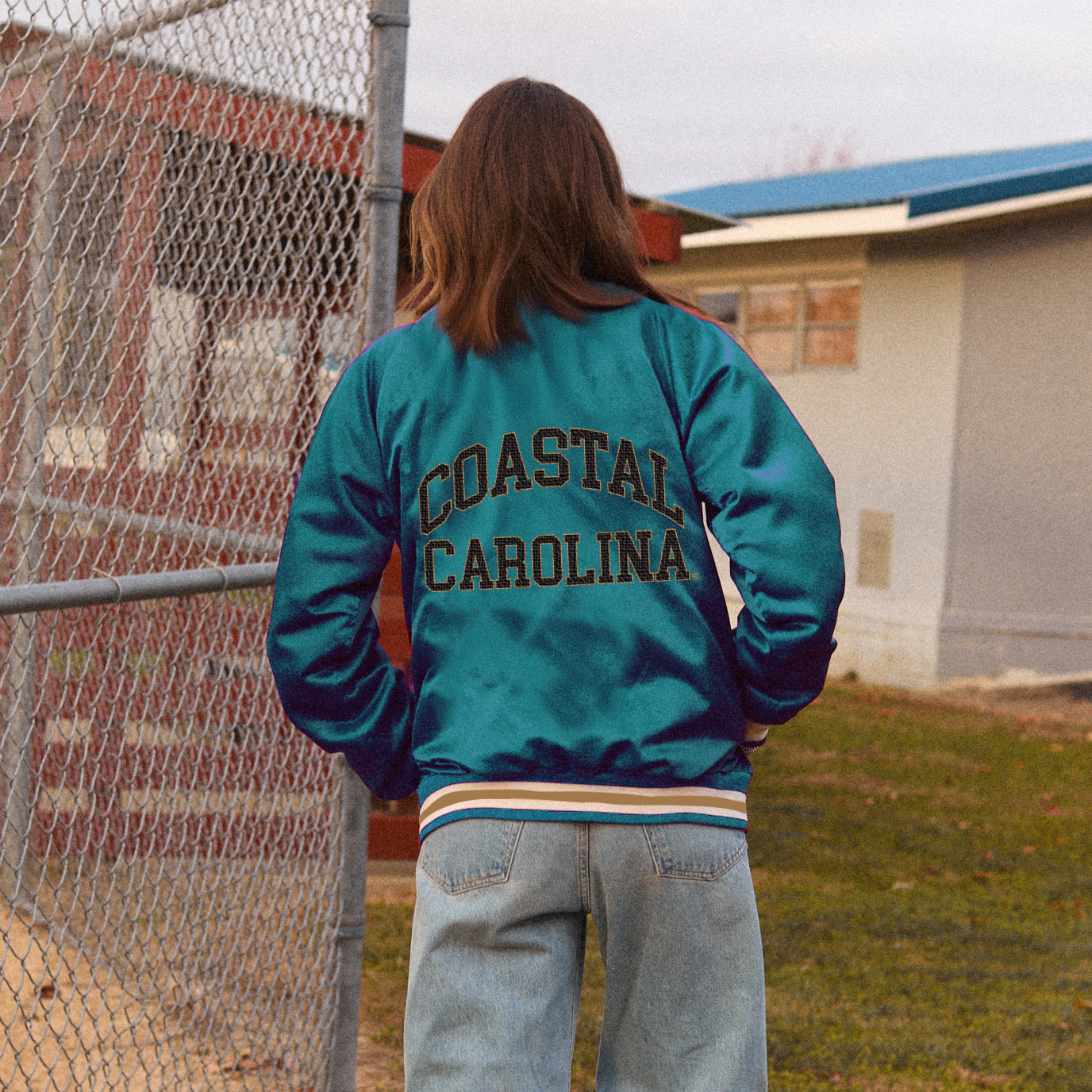 Coastal Carolina Satin Letterman Bomber Jacket