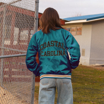 Coastal Carolina Satin Letterman Bomber Jacket