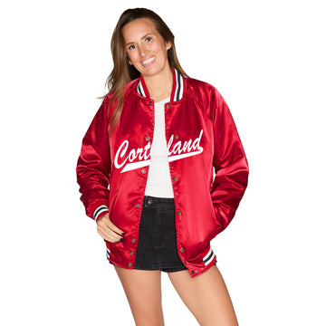 Cortland Satin Letterman Bomber Jacket
