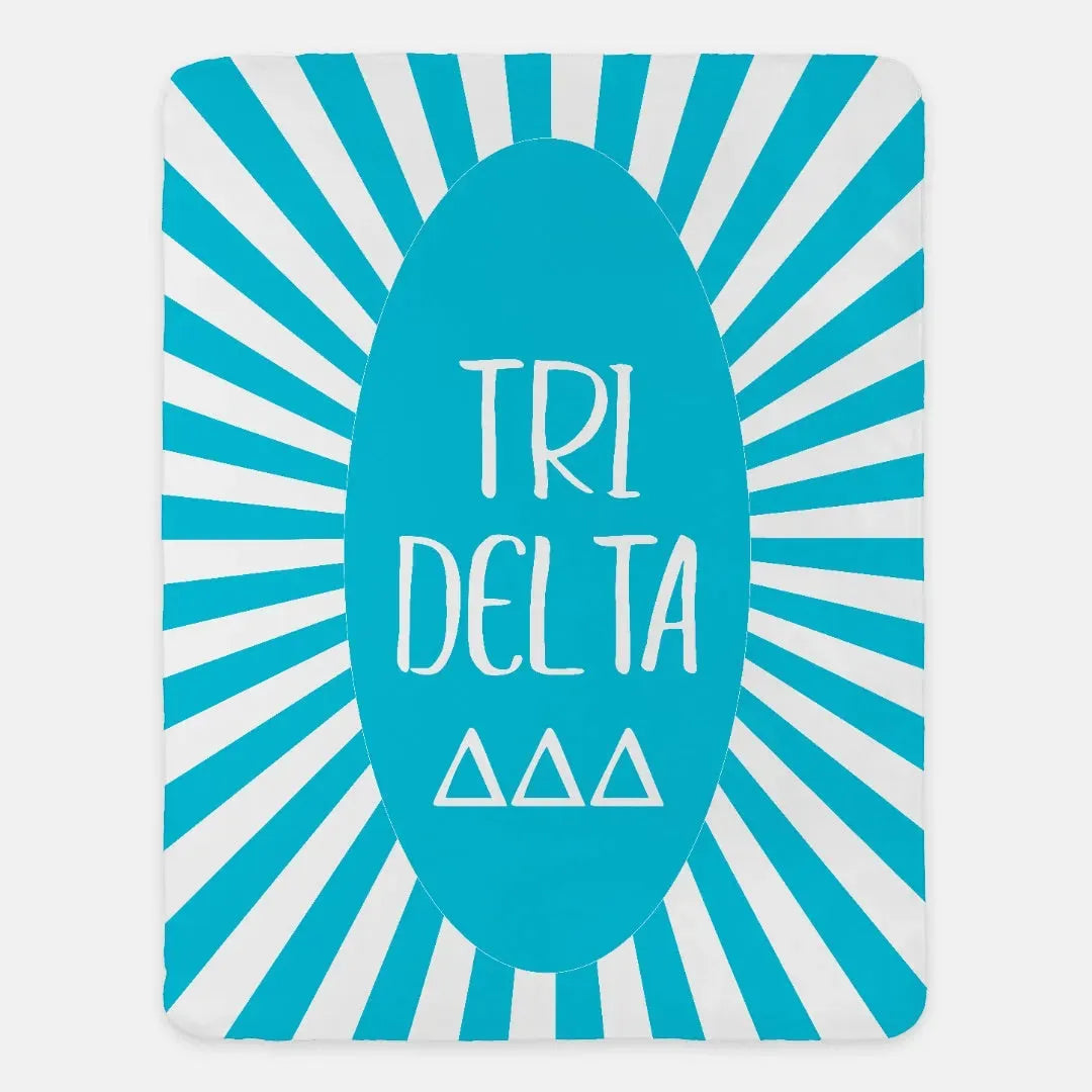 Tri Delta XL 60x80 Sherpa Blanket - Bright Blue Starburst