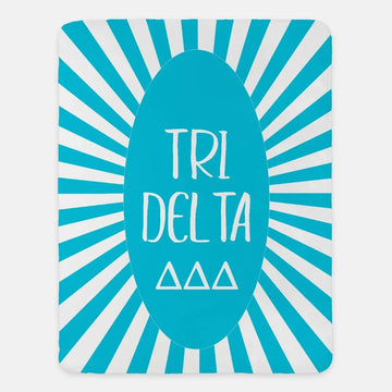 Tri Delta XL 60x80 Sherpa Blanket - Bright Blue Starburst