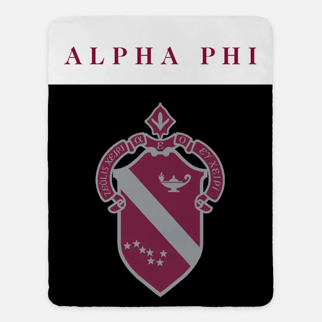 Alpha Phi XL 60x80 Sherpa Throw Blanket - Wide Band Crest