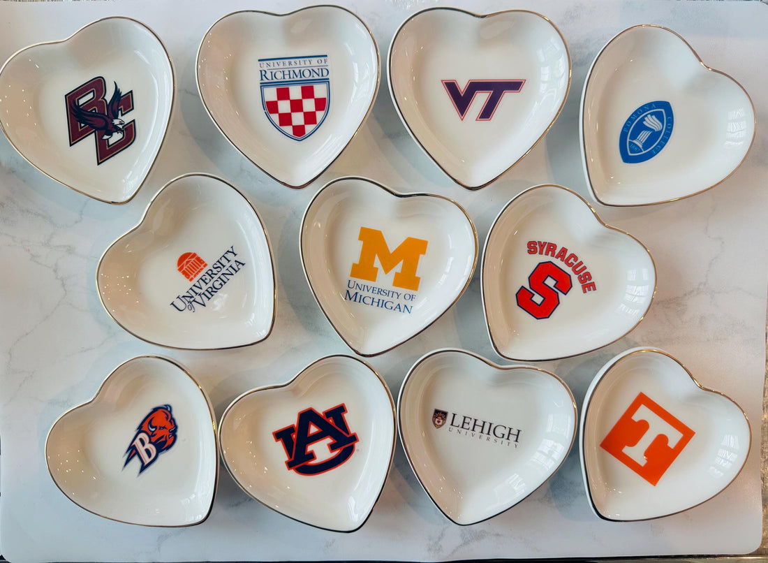 Customizable Custom Heart Trinket Ring Dish: Personalized College Logo, Name