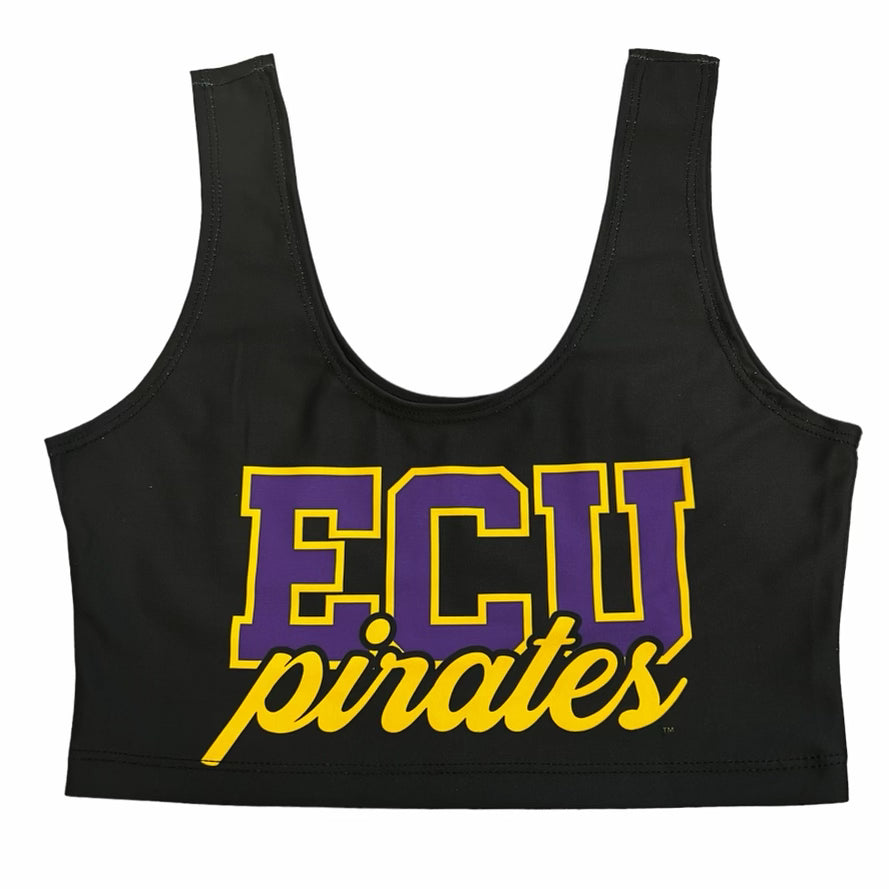 ECU Pirates Black Crop Tank Top
