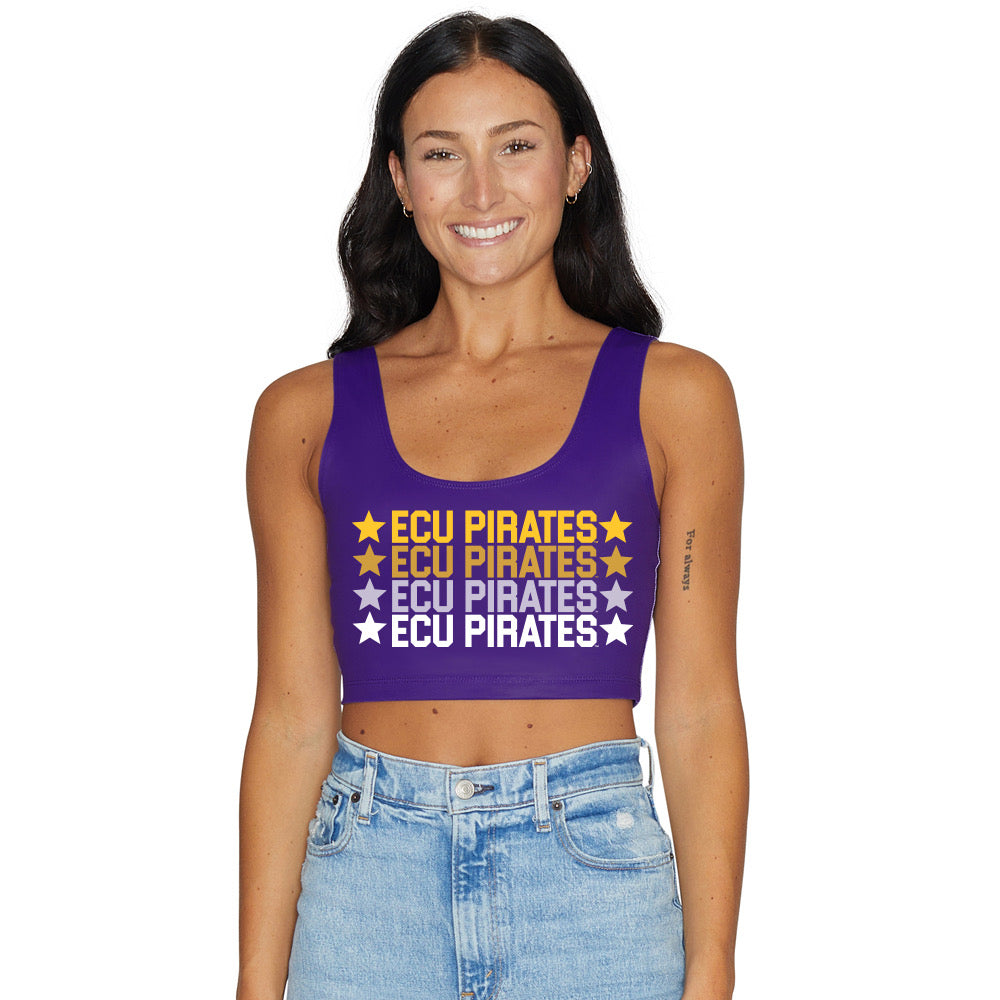ECU Pirates Purple Crop Tank Top