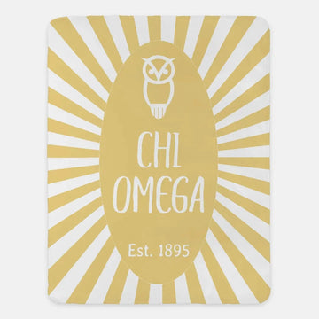 Chi Omega Straw XL 60x80 Sherpa Blanket - Starburst