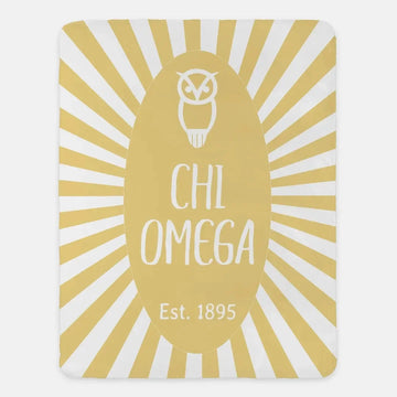 Chi Omega Straw XL 60x80 Sherpa Blanket - Starburst