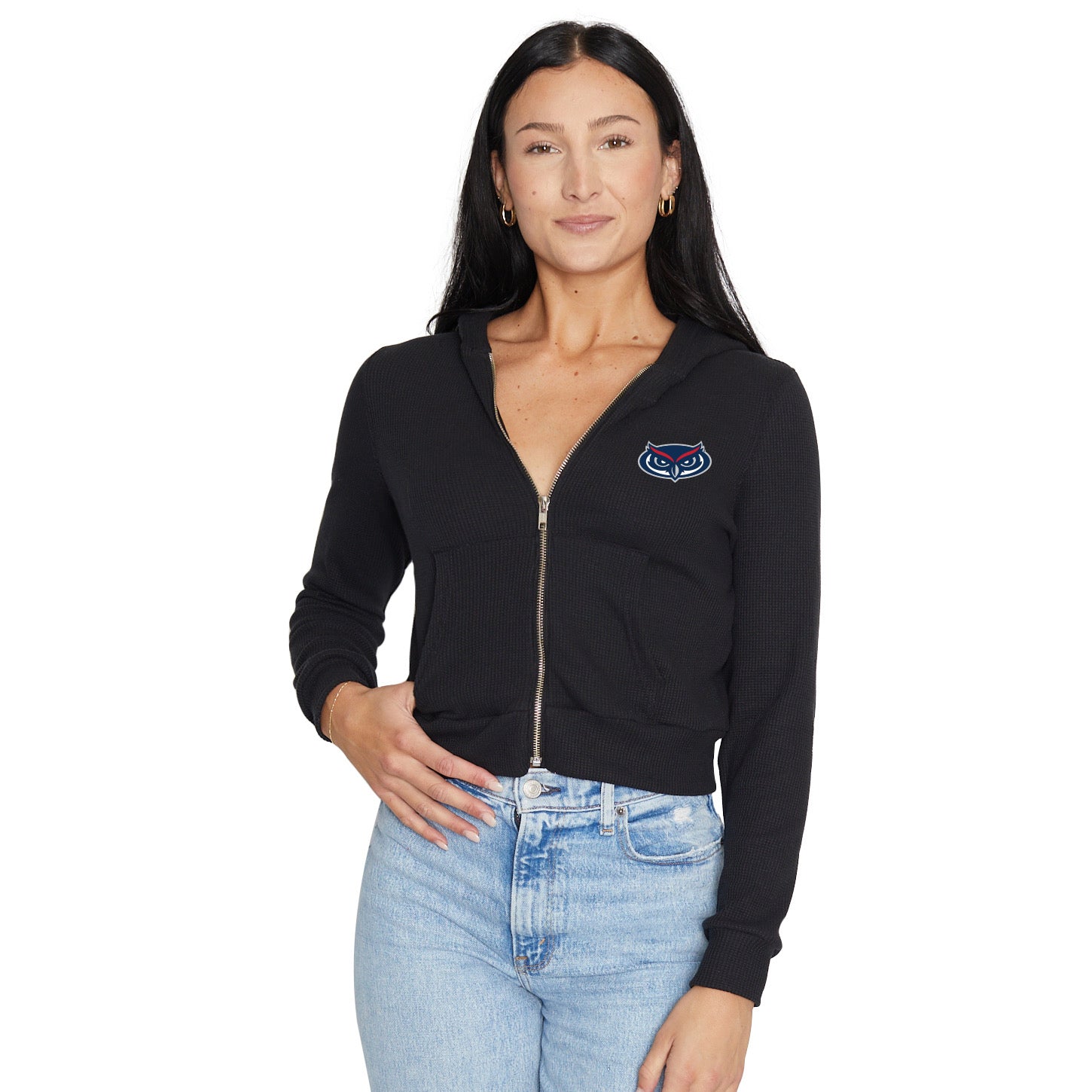 Florida Atlantic Owls Waffle Knit Zip Up Hoodie
