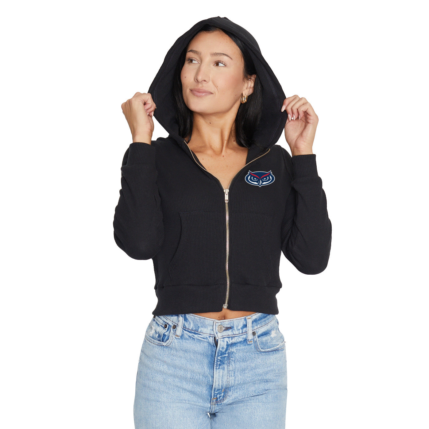Florida Atlantic Owls Waffle Knit Zip Up Hoodie