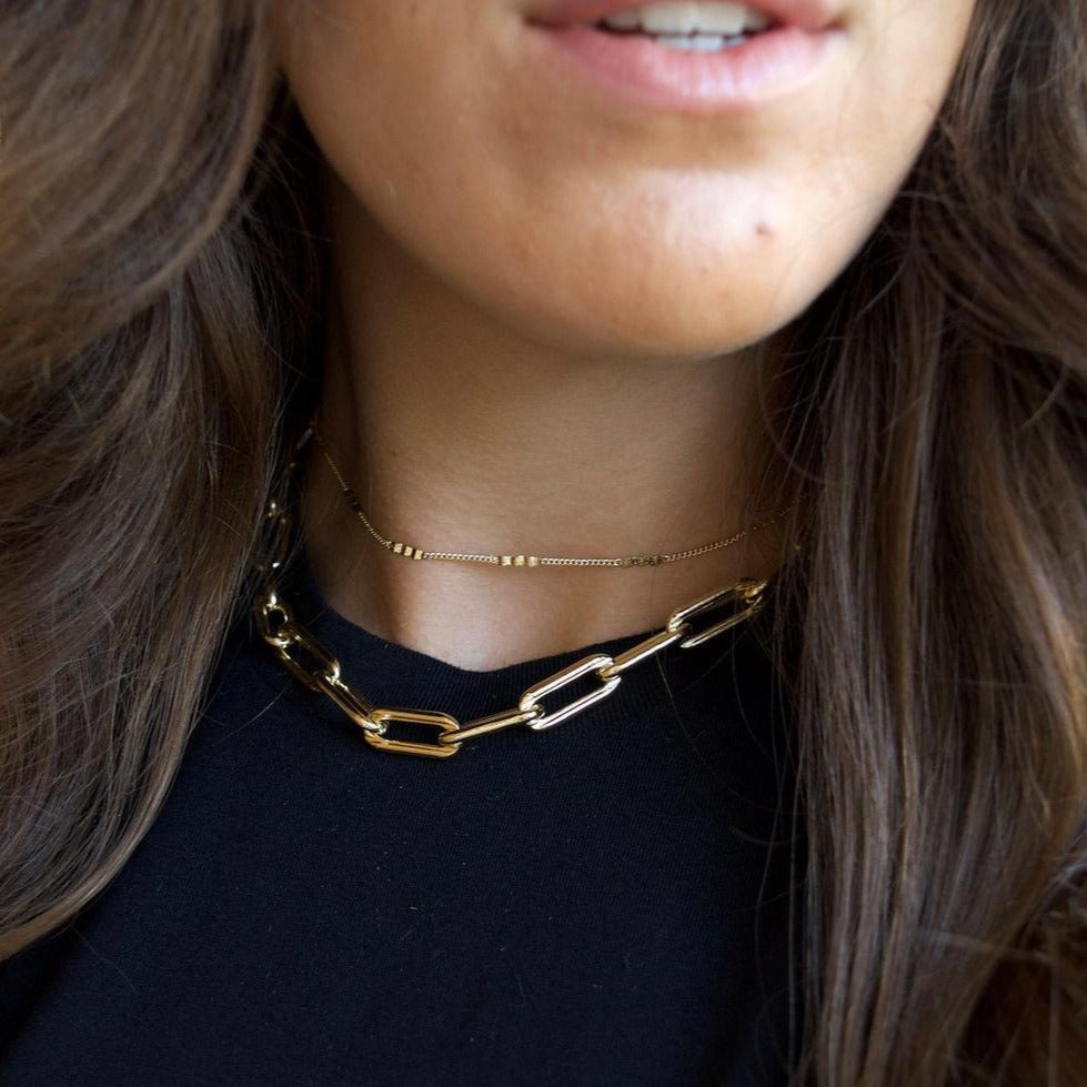 Views & Co. Long Chunky Link Choker Necklace Set