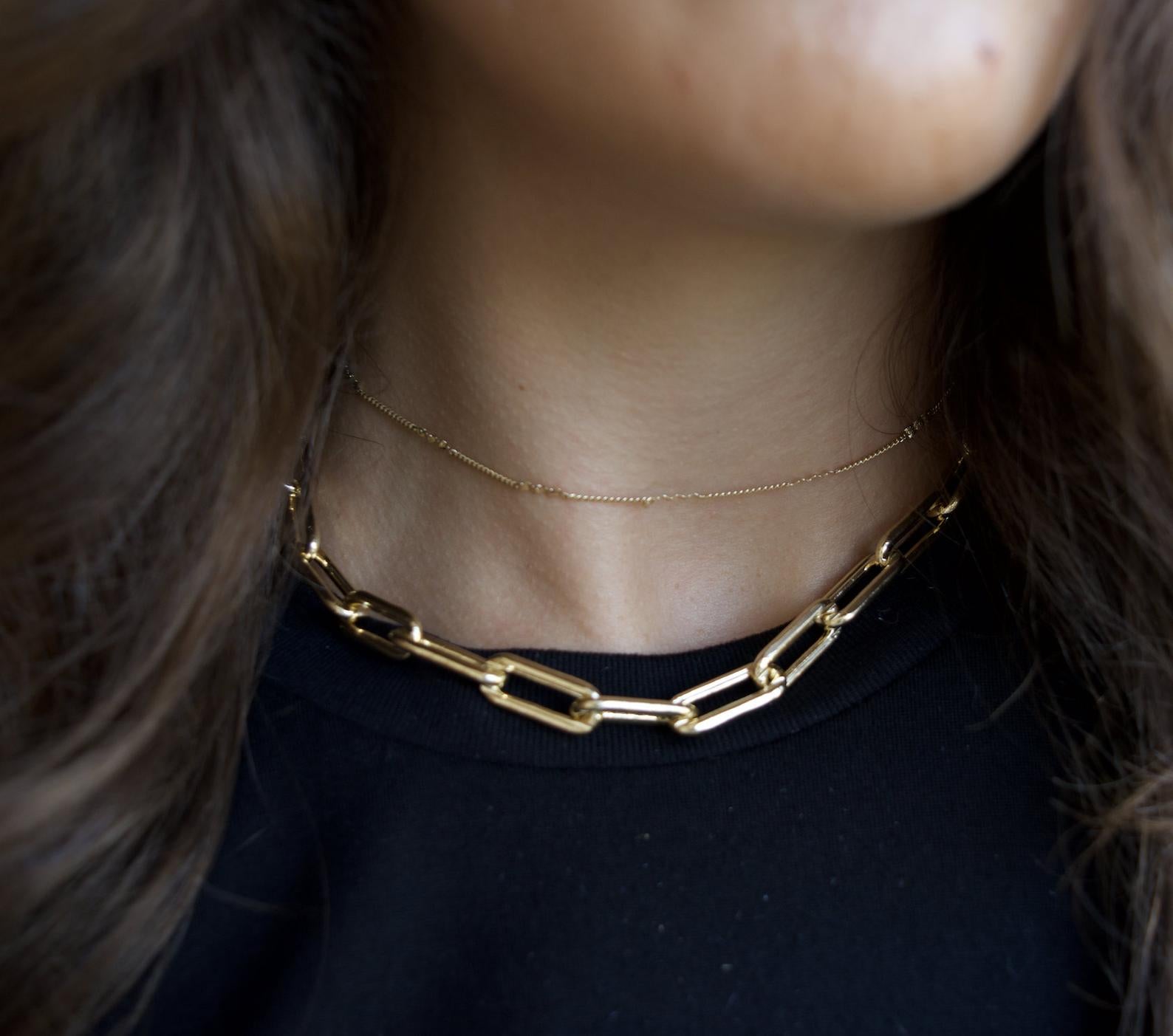 Views & Co. Long Chunky Link Choker Necklace Set