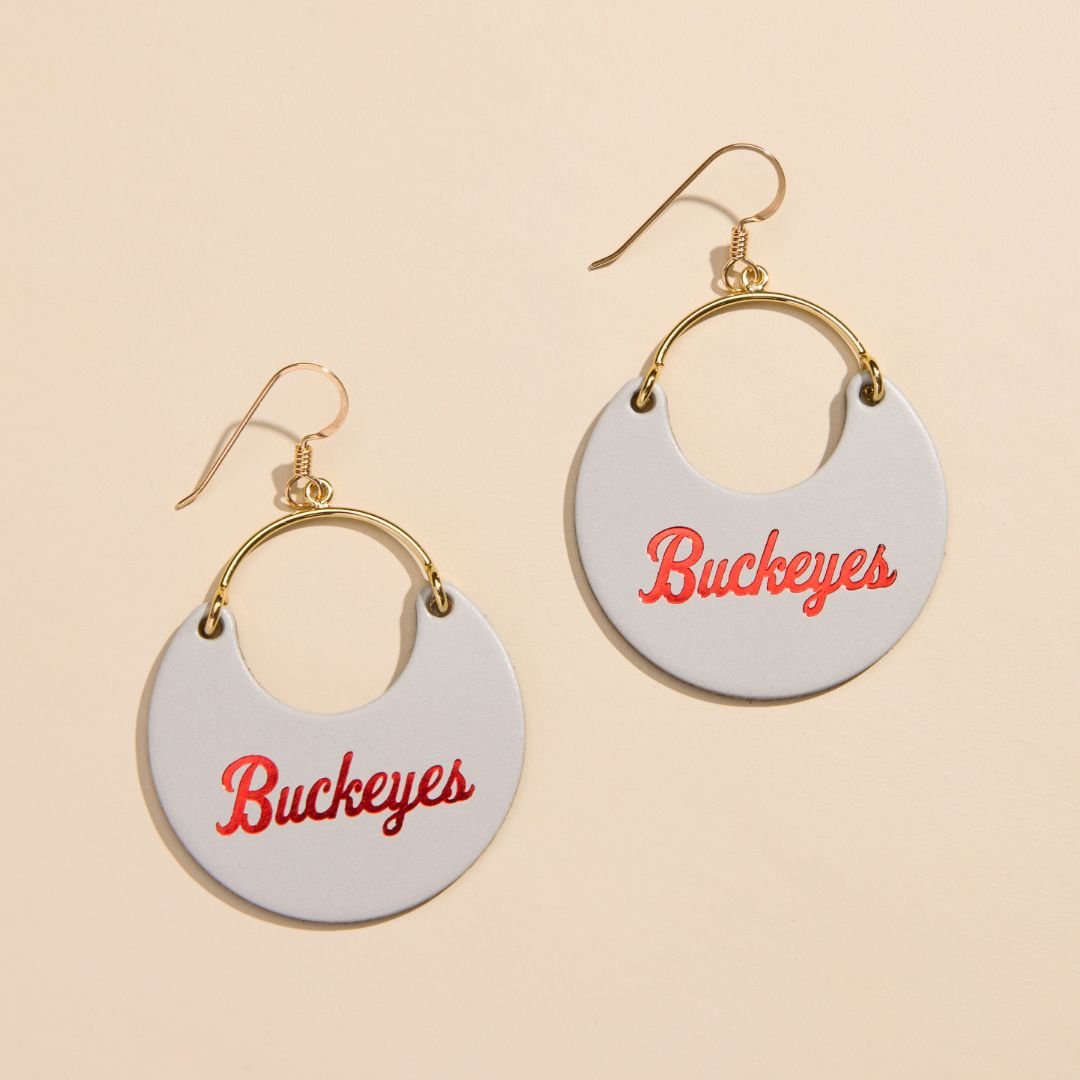 Gray Ohio State University Buckeyes Nina Leather Hoop Earrings