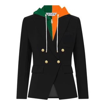 Orange & Green Hooded Blazer Jacket