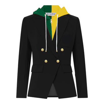 Green & Yellow Hooded Blazer Jacket
