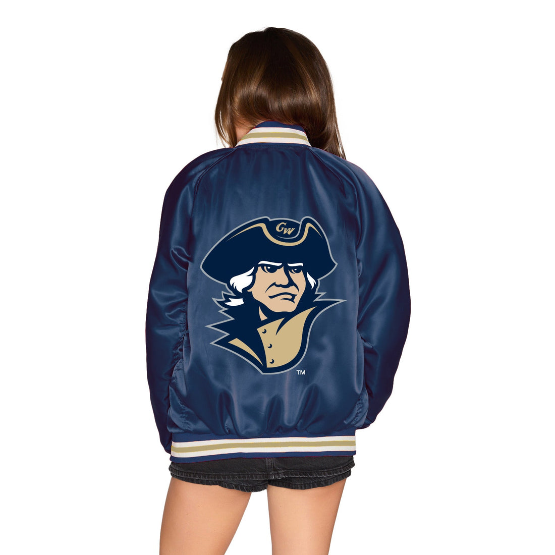 George Washington Satin Letterman Bomber Jacket