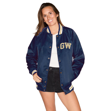 George Washington Satin Letterman Bomber Jacket