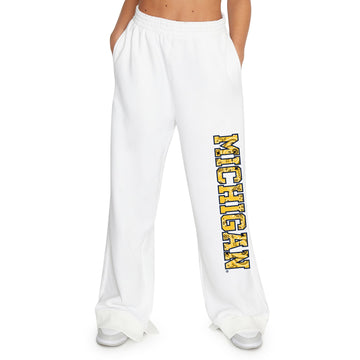 University of Michigan White Bandana Flare Sweatpants