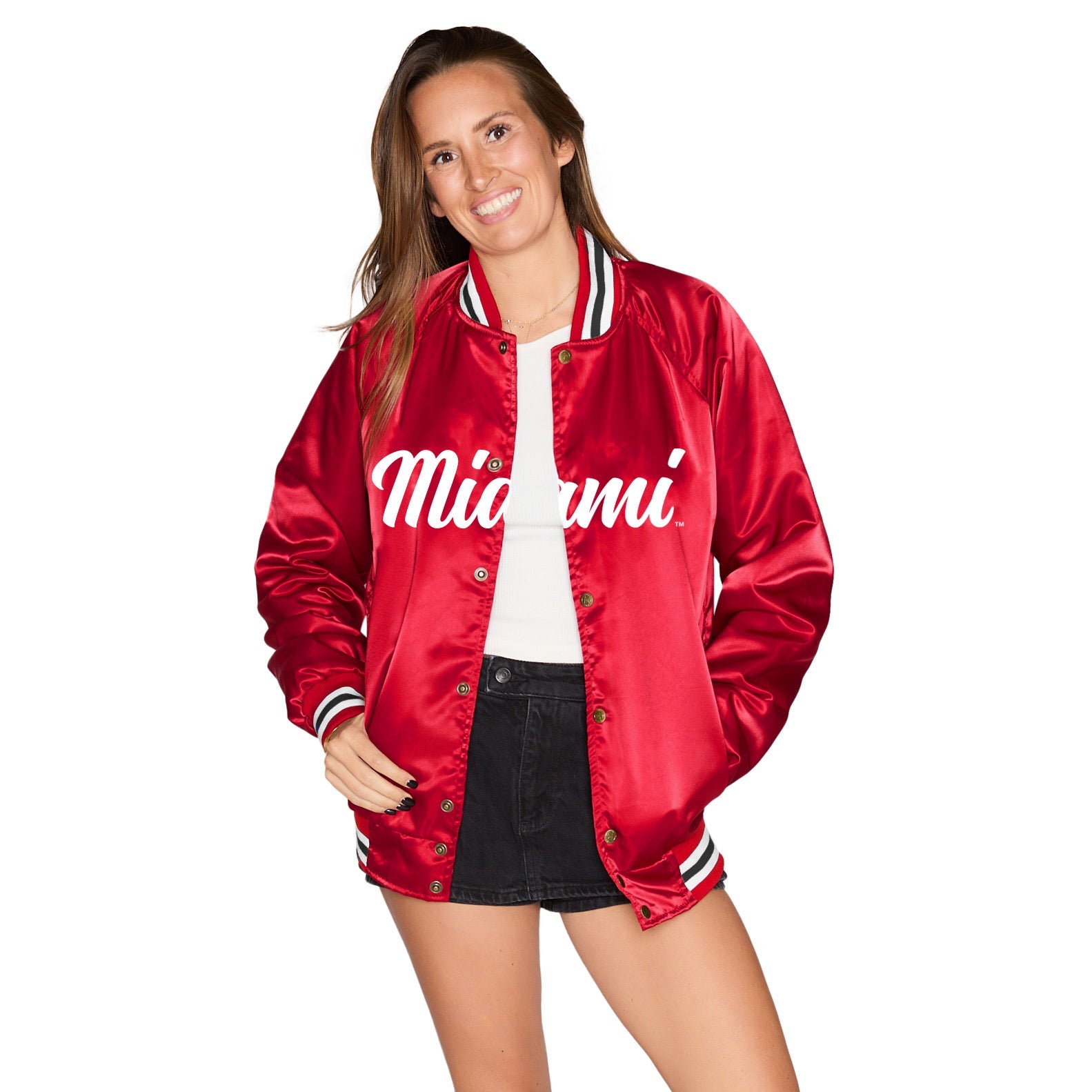 Miami University Satin Letterman Bomber Jacket