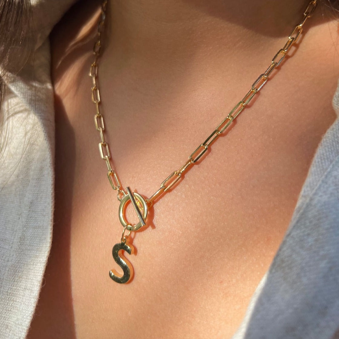 Views & Co Initial Paperclip Necklace