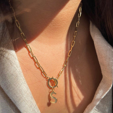 Views & Co Initial Paperclip Necklace