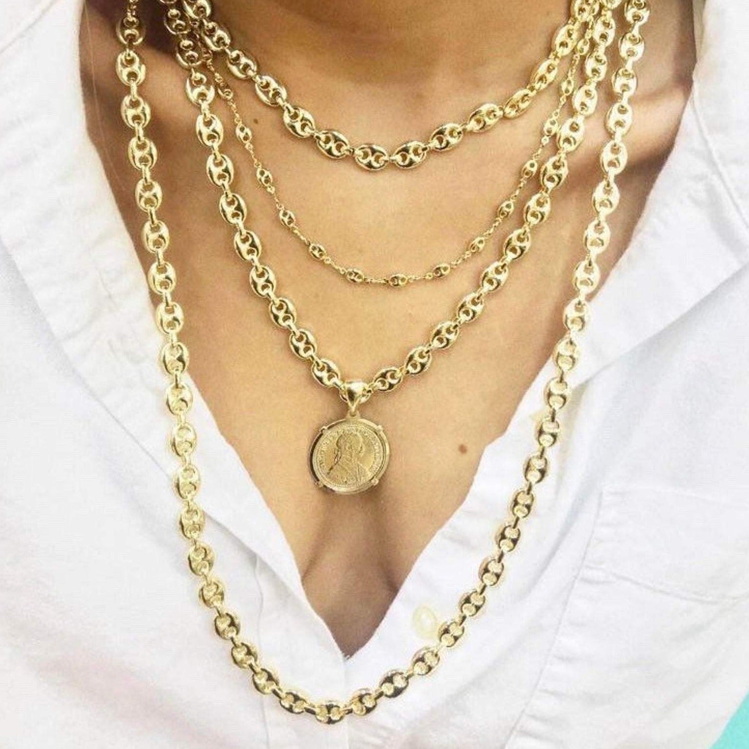 Views & Co. Gold Goddess Necklace Set