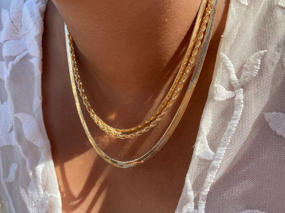 Views & Co. Gold Dripping Necklace Set