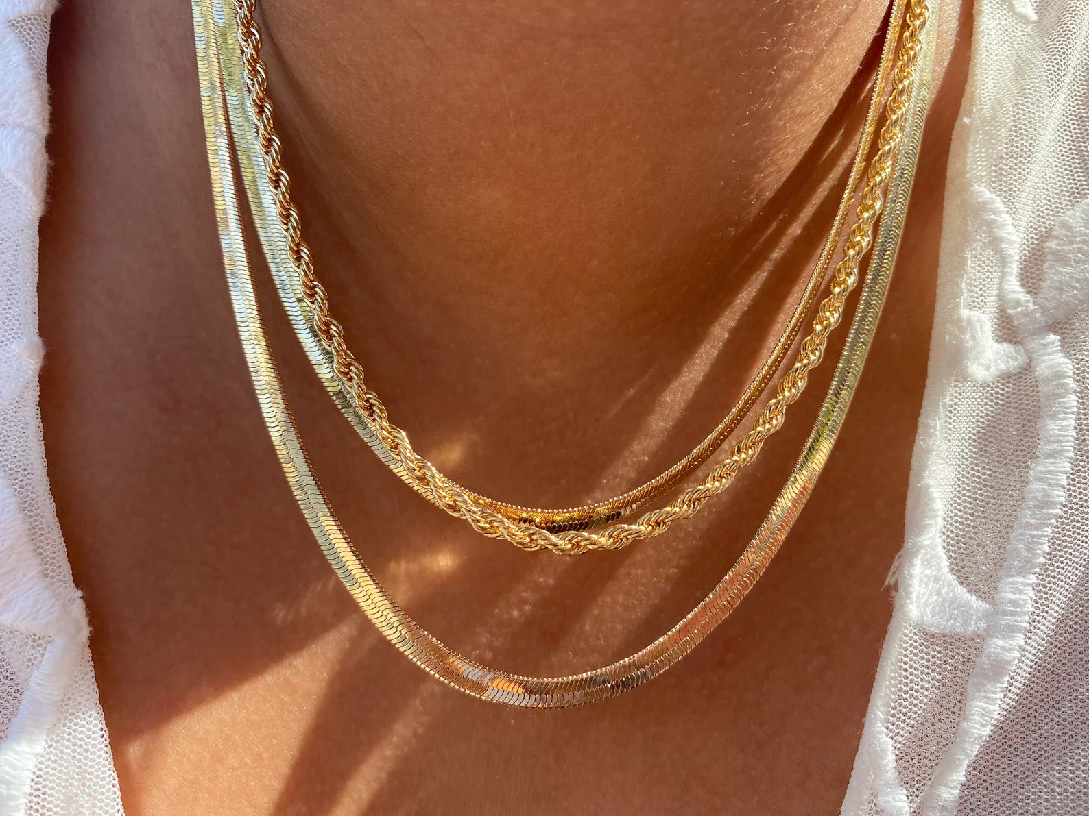 Views & Co. Gold Dripping Necklace Set