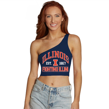 Illinois Fighting Illini Navy One Shoulder Top