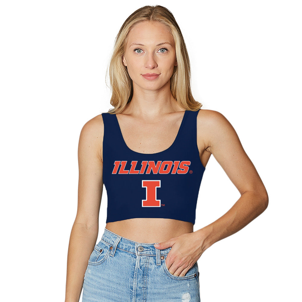 Illinois Fighting Illini Navy Crop Tank Top