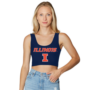 Illinois Fighting Illini Navy Crop Tank Top