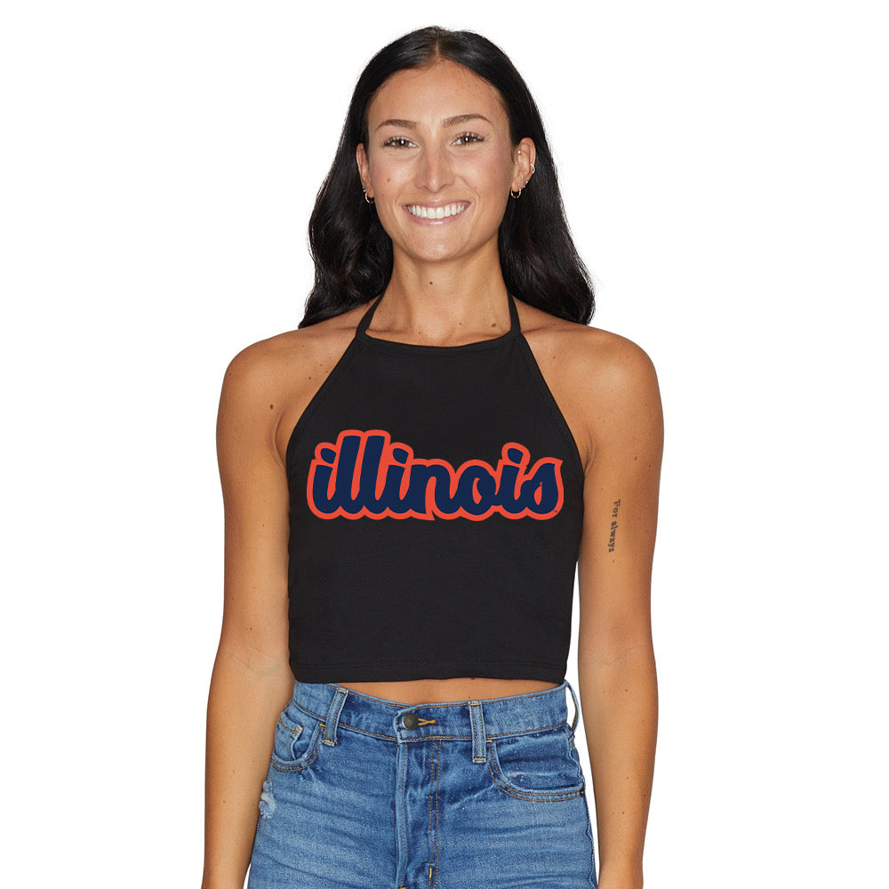Illinois Fighting Illini Black Halter Top